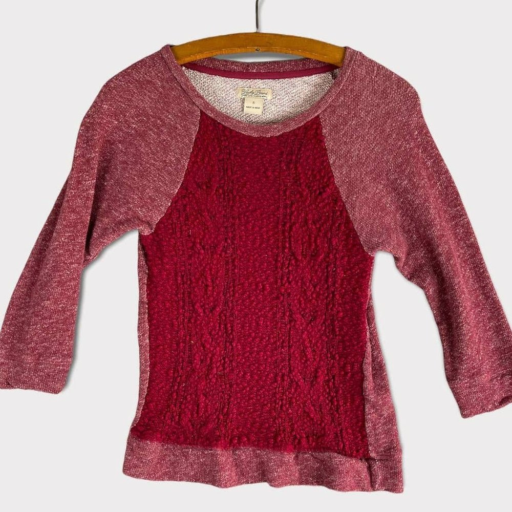 Lucky Brand Womens Small Red Tunic 3/4 Sleeve Round Neck